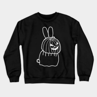 Minimal White Line Cute Bunny Rabbit Wearing Halloween Horror Costume Crewneck Sweatshirt